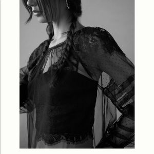 By Anthropologie Lace Tulle Blouse & Bustier Set